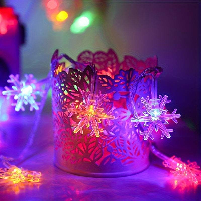 Christmas Snowflake Lights, LED String, 3 Lengths, Battery Powered
