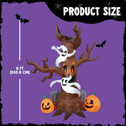 Inflatable Halloween tree decoration lit from inside by LEDs