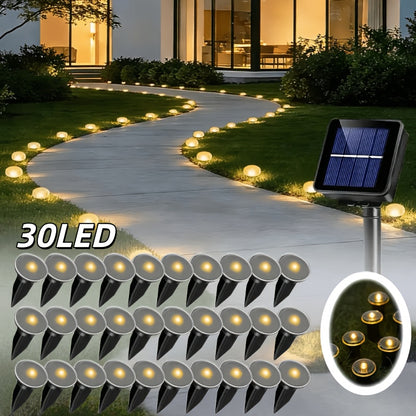 30-LED Solar Pathway Lights, Outdoor Landscape & Lawn Stake Lights, IP66