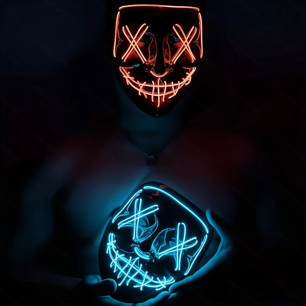 Glowing LED Halloween mask in molded plastic