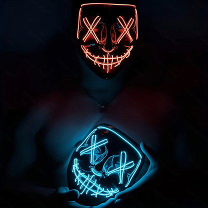 Glowing LED Halloween mask in molded plastic