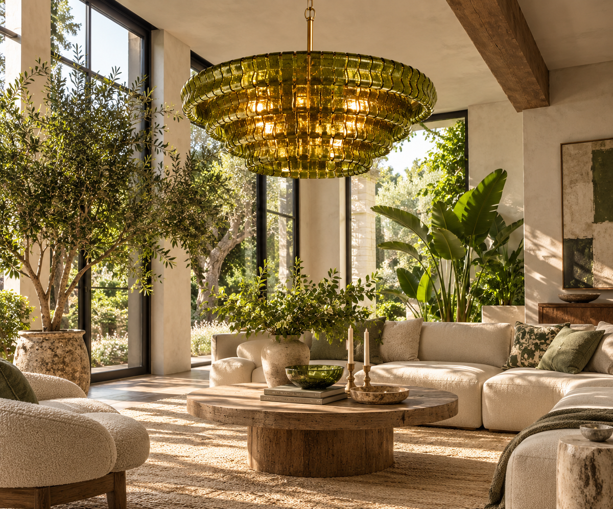 Lido Chandeliers, Round Glass Chandelier for Dining Room, Brass or Matte Black, 24-60 Inch