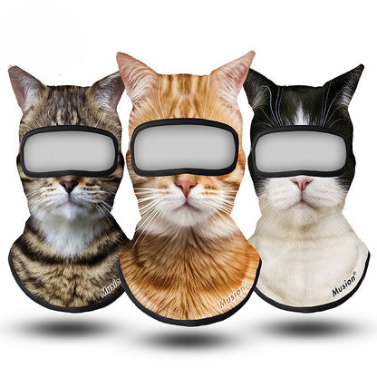 Knit cat balaclava covering the full face