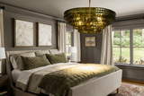 Lido Chandeliers, Round Glass Chandelier for Dining Room, Brass or Matte Black, 24-60 Inch