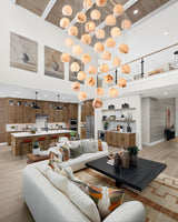 Tavira Chandeliers for Dining Room, Round Alabaster Chandelier, Adjustable Airplane Cable
