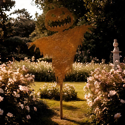 Metal pumpkin scarecrow Halloween decoration, 8.5 by 13.6 inches