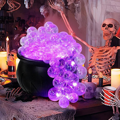 DIY bubbling witch cauldron Halloween decoration with glowing lights