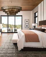 Skolva Modern Chandelier for Dining Room, Round Curved Glass, Brass or Matte Black Finish