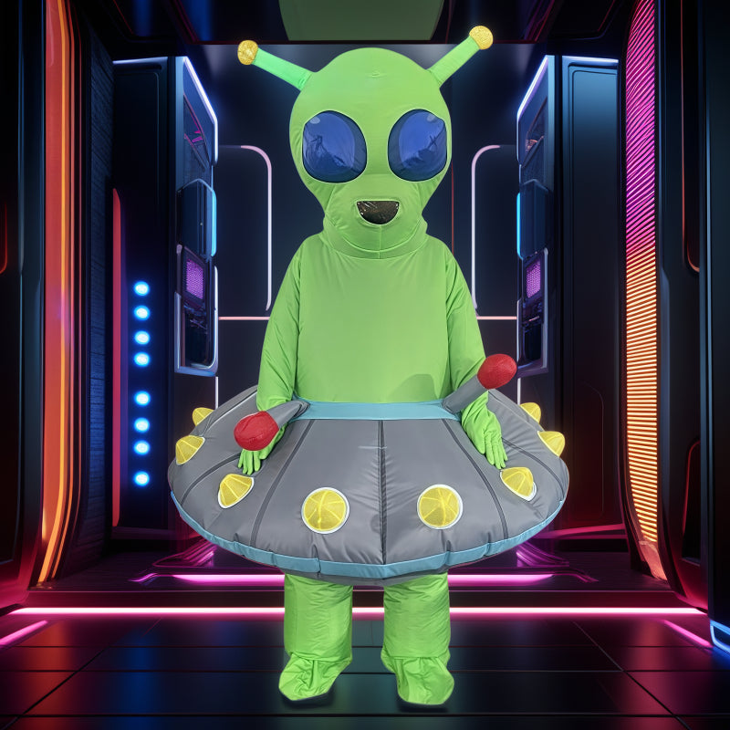 Alien blow up costume deflated and folded