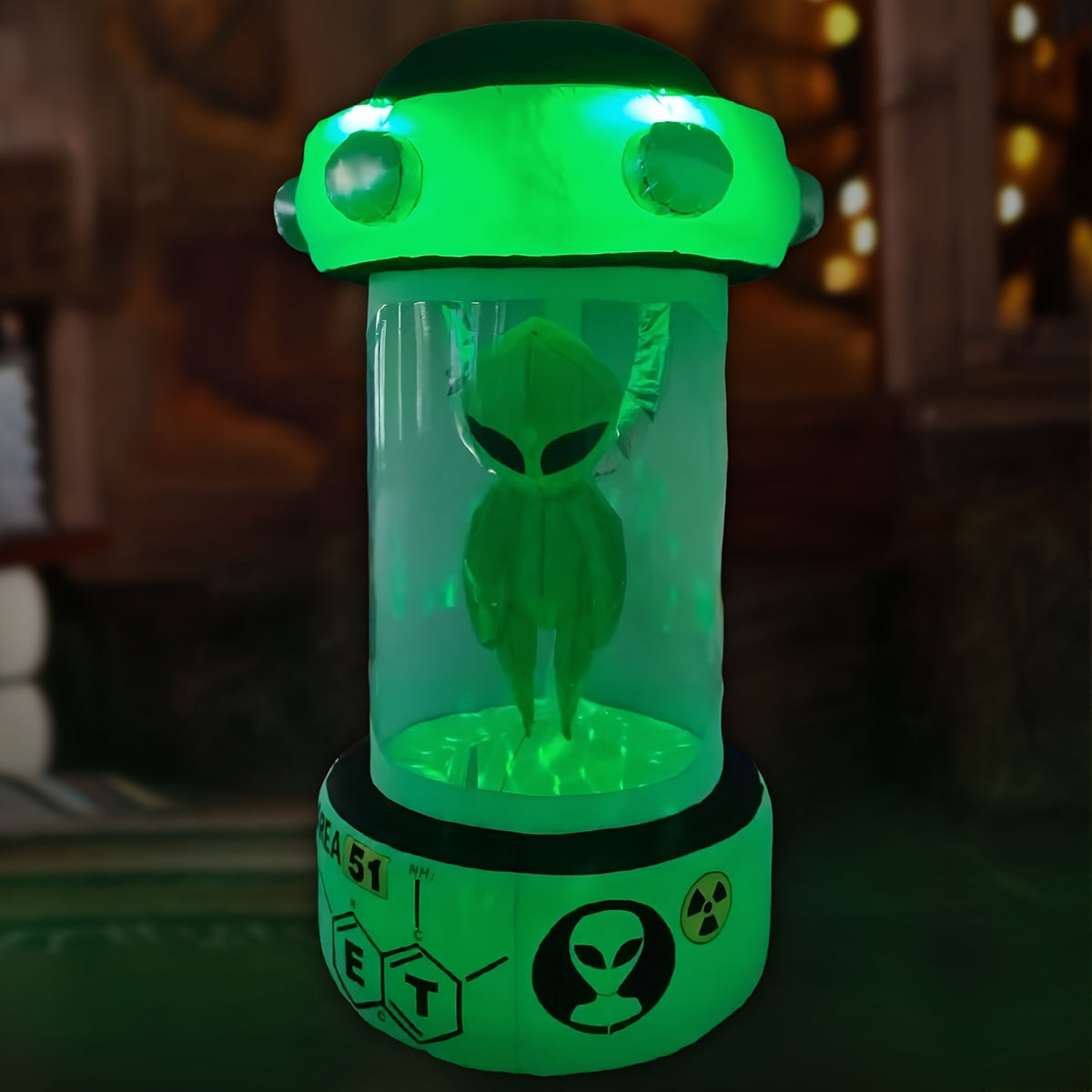 8-foot inflatable alien decoration on its wide, sturdy base