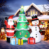Christmas Inflatable Yard Decorations, Santa Riding Dinosaur, Snowman, Stakes & Storage Bag