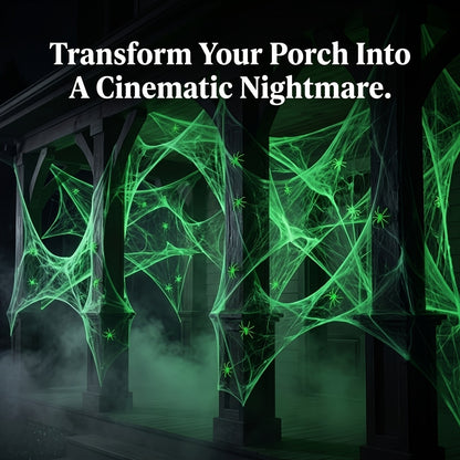Glow-in-the-Dark Spider Webs, 4-Pack, Stretchable Green Halloween Cobwebs