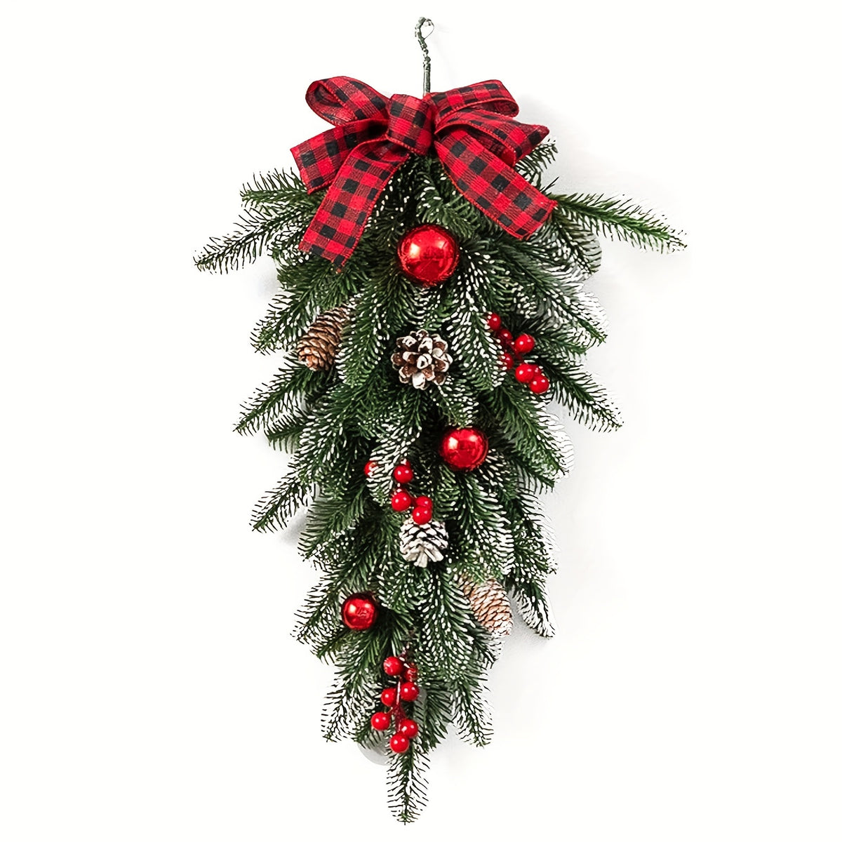 Artificial pine Christmas teardrop swag, 21.6 inches long