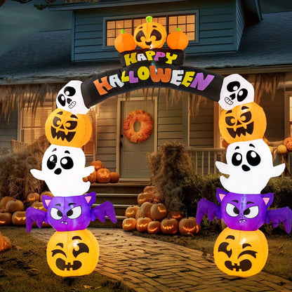 Close view of the pumpkin detailing on the inflatable Halloween arch