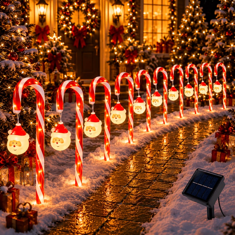 Ground stake on a plastic candy cane pathway light