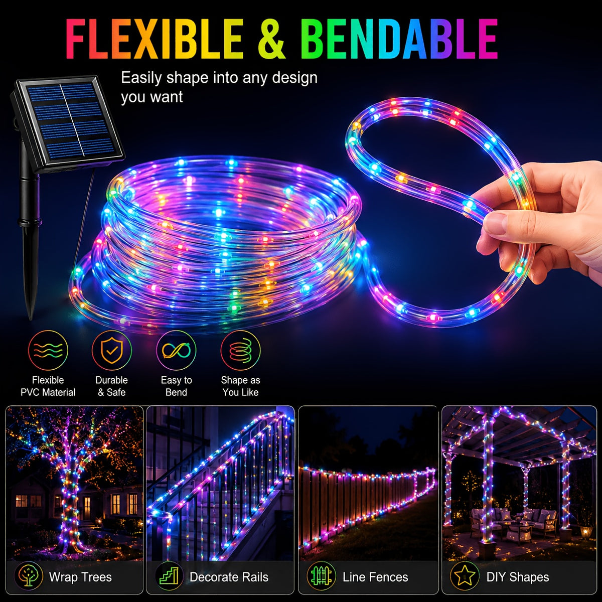 Cool white option on the 12 m solar LED string light