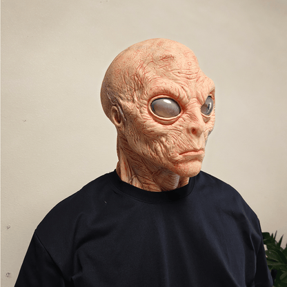 Alien-shaped latex head mask, flesh tone