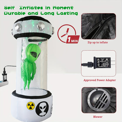Inflatable alien yard decoration with built-in LED lighting