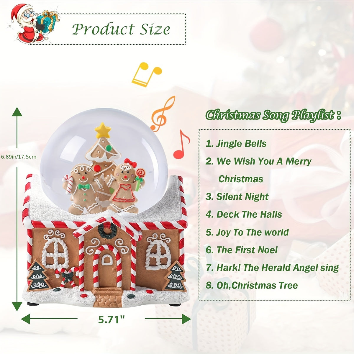 Rotating gingerbread house snow globe for the mantel