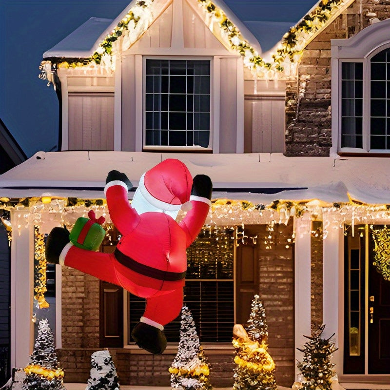 Christmas Inflatables, 6 ft Hanging Climbing Santa with Built-In LED, Indoor & Outdoor Decor