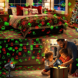 Laser Christmas lights with stocking and bell shapes
