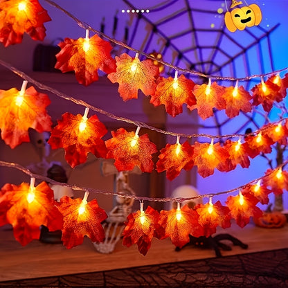 Halloween Maple Leaf LED Light String - Fall Outdoor Garden Lighting