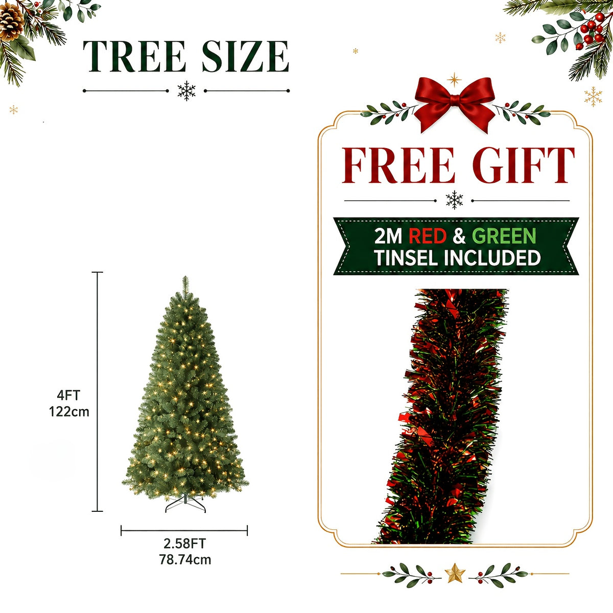 Pre-lit tree running on 120V through a US two-pin plug