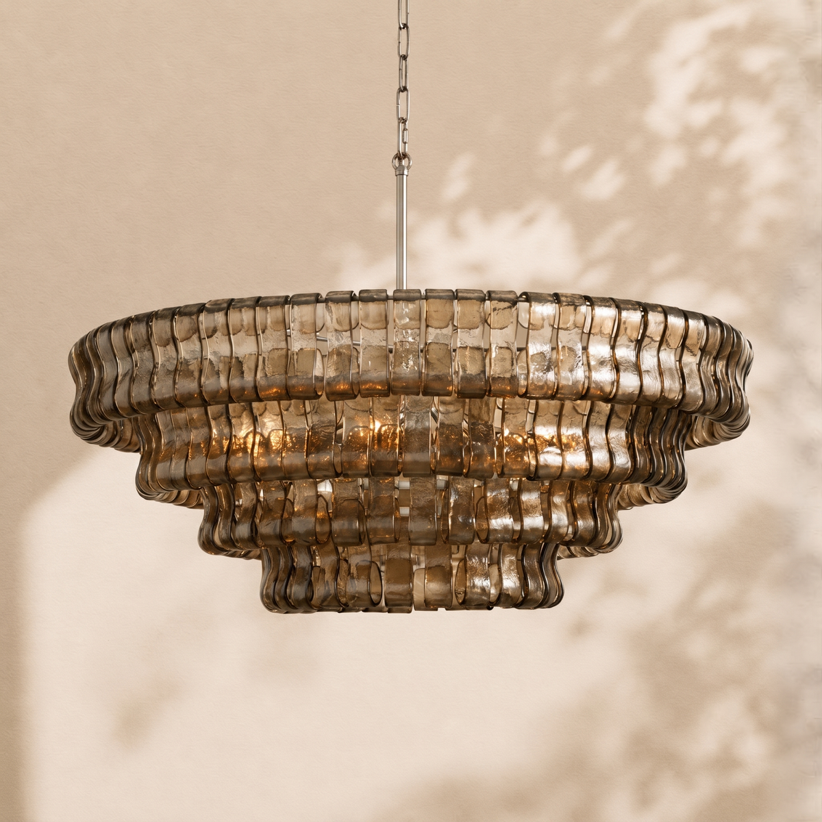 Ravello Modern Chandelier for Dining Room, 4-Tier Round Glass, 36 Inch, 6 Lights, Dimmable