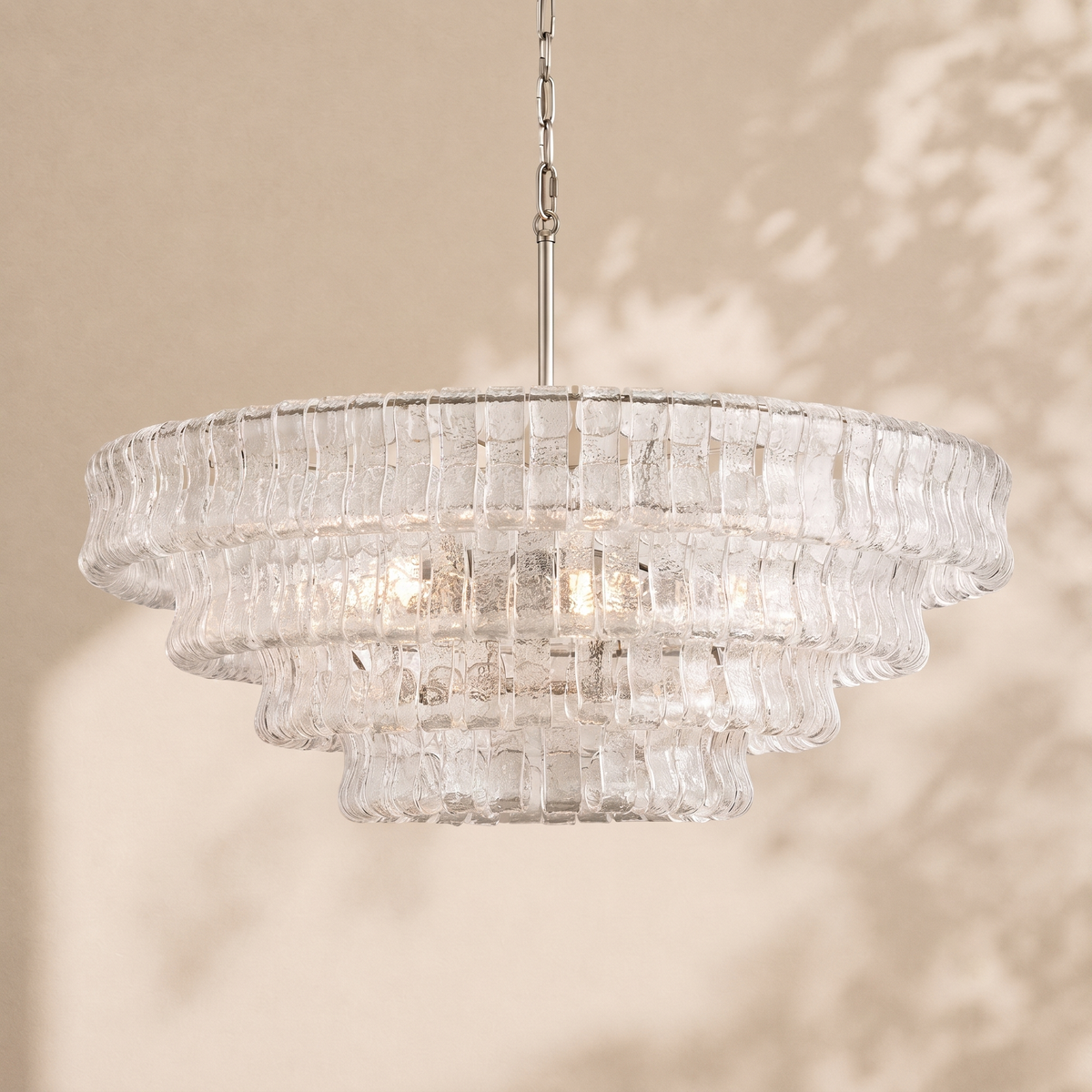 Ravello Modern Chandelier for Dining Room, 4-Tier Round Glass, 36 Inch, 6 Lights, Dimmable