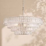 Ravello Modern Chandelier for Dining Room, 4-Tier Round Glass, 36 Inch, 6 Lights, Dimmable