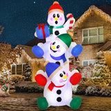 Christmas Inflatable Snowman, 6 ft Stacked with Built-in LEDs