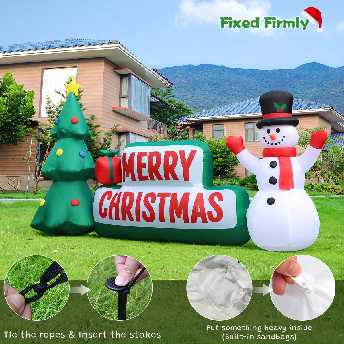 Large Christmas inflatable sign for a garden display