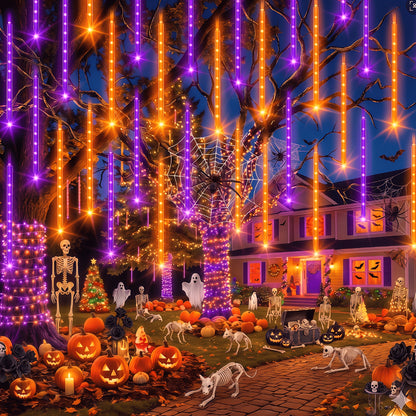 Icicle string lights in solid purple color option