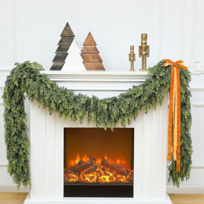 Noel Faux Cedar Pine Garland, 72-Inch Unlit Holiday Greenery