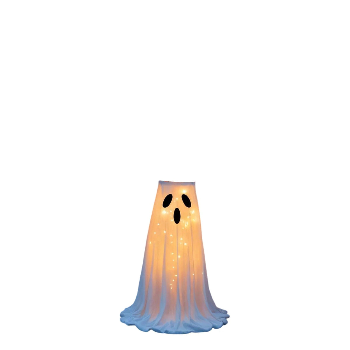 Ghost candy bowl stand placed at a front door
