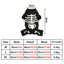 Close-up of the glow-in-the-dark skeleton print on the dog costume