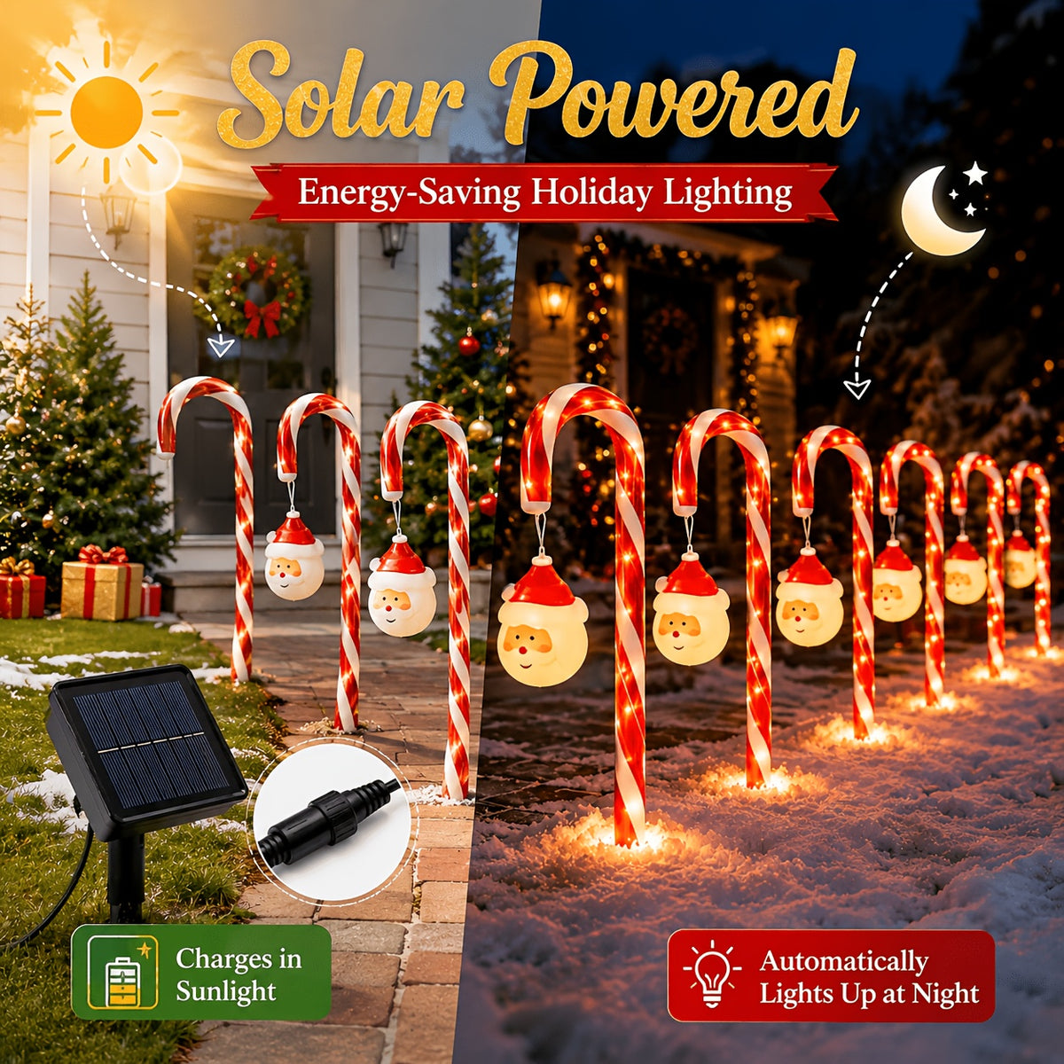 7/11pcs Solar Christmas Garden Light Set, IPX6 Outdoor Stake Lights with Santa Claus Ornaments, 8 Flashing Modes; Suitable for Courtyards, Residential Areas, Paths, Sidewalks, Driveways, Gardens, Walkways, Porches, And New Year Decor; 800 Lumens