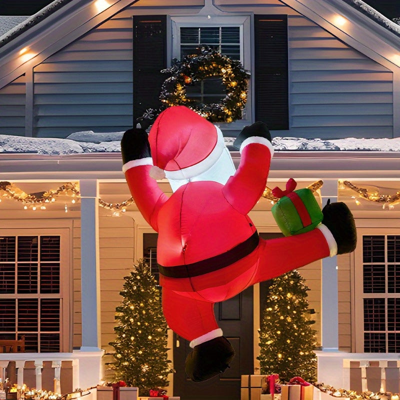 Christmas Inflatables, 6 ft Hanging Climbing Santa with Built-In LED, Indoor & Outdoor Decor