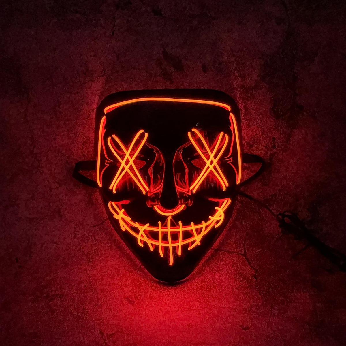 Glowing party mask powered by two AA batteries