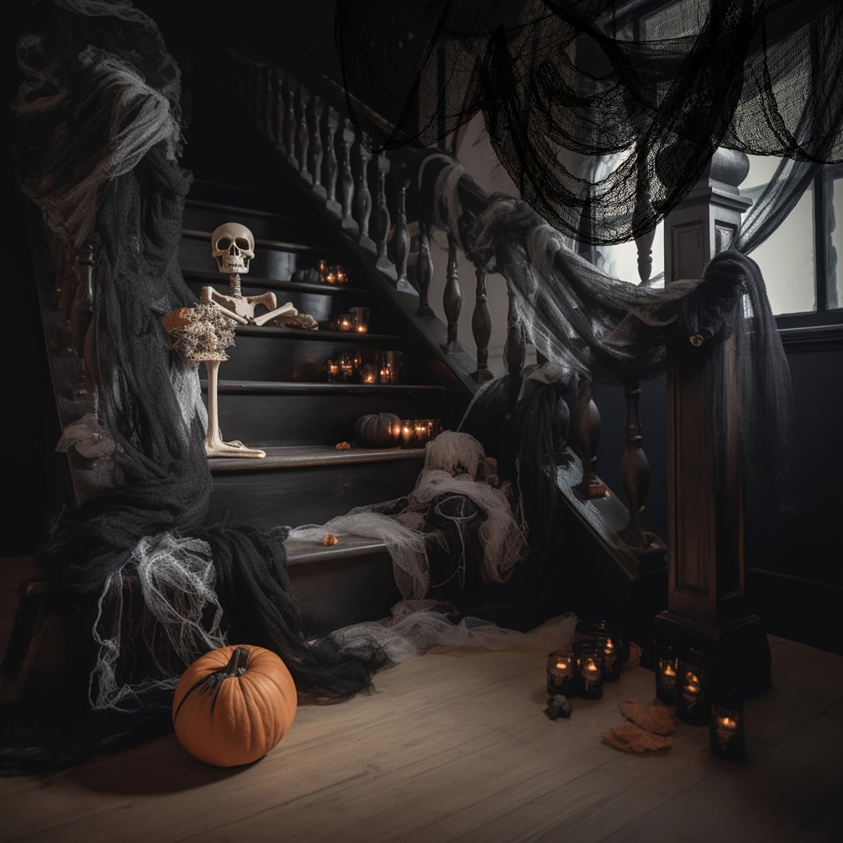 Spooky Gauze Fabric Halloween Décor Set - Indoor Outdoor