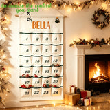 Green advent calendar hanging on a wall