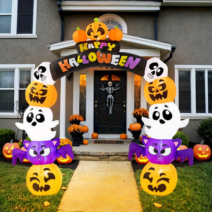 Walk-through inflatable pumpkin arch Halloween yard decoration
