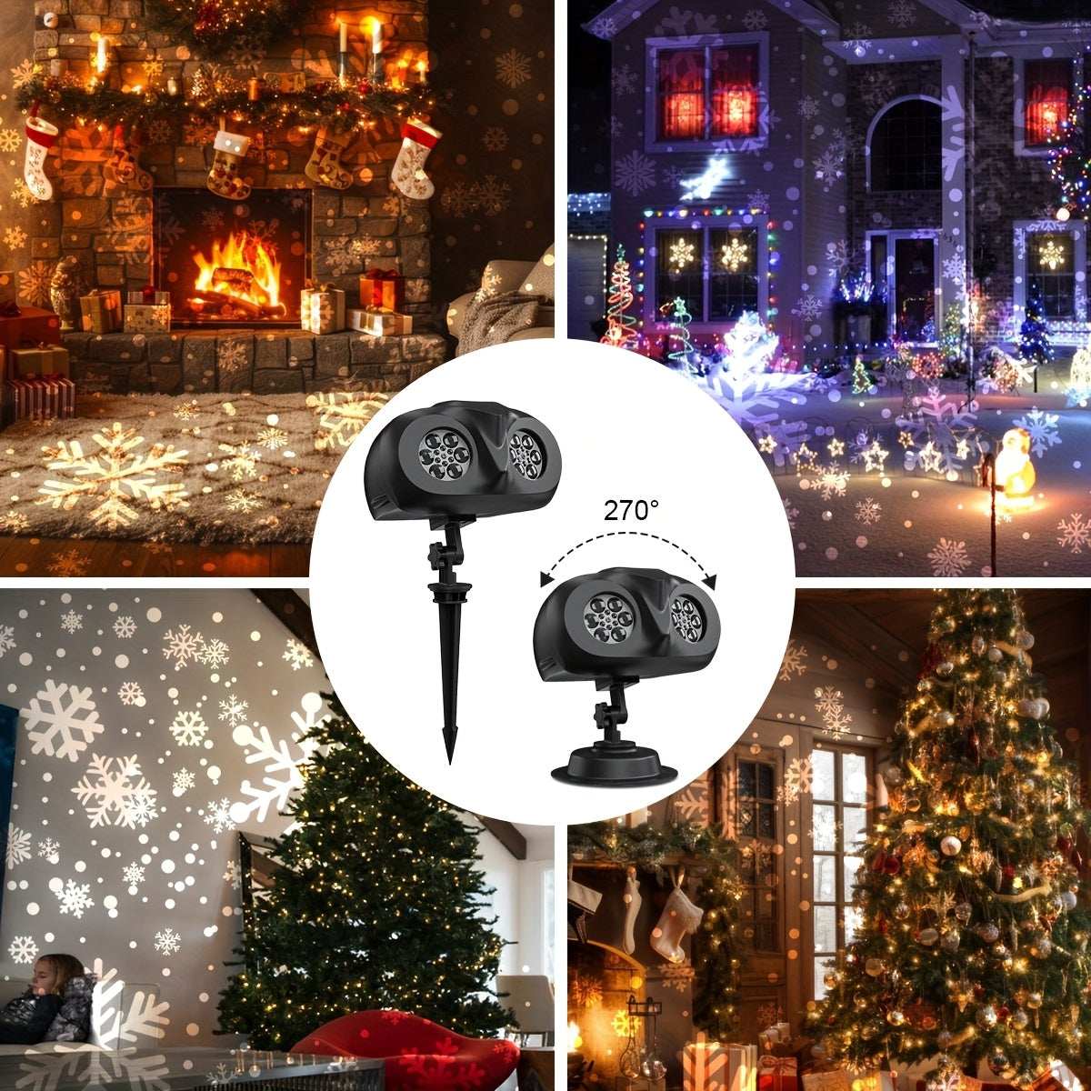 Black plastic snowflake projector with US plug