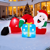 Christmas Inflatable Yard Decorations, Santa Riding Dinosaur, Snowman, Stakes & Storage Bag