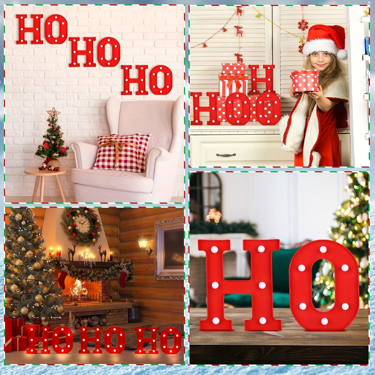 Ho Ho Ho letter lights, six piece indoor Christmas set