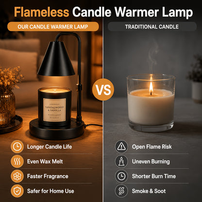 Candle Warmer Lamp, Adjustable Height, Timer & Dimmer, Auto Shut-Off
