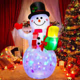 Blow up snowman decoration for an outdoor yard