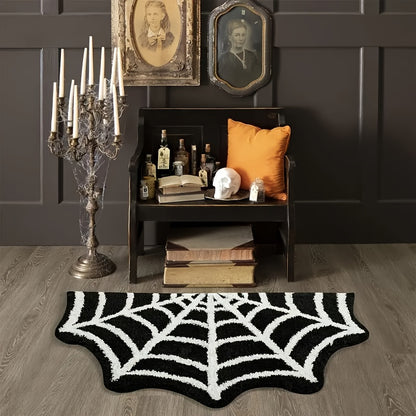 Spiderweb Halloween Rug - Gothic Décor Floor Mat