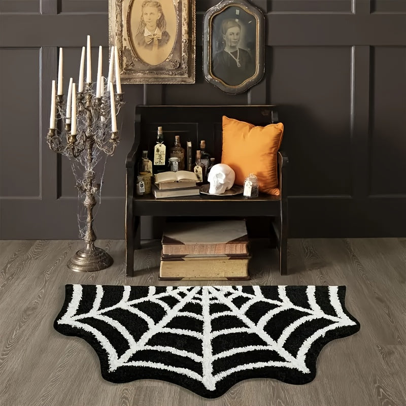 Spiderweb Halloween Rug - Gothic Décor Floor Mat