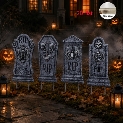 Halloween tombstone panel with ground stake attached